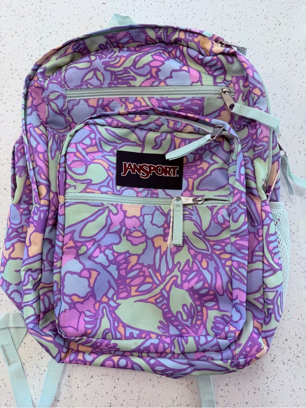 Jansport Pastel Floral Backpack in Purple, Mint & Pink